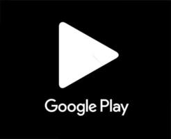 Google Play Logo Symbol With Name White Design Software Mobile Vector Illustration With Black Background