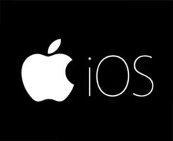 ios icono logo software manzana símbolo con nombre blanco diseño móvil vector ilustración con negro antecedentes