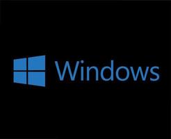 ventanas símbolo marca logo con nombre azul diseño microsoft software vector ilustración con negro antecedentes