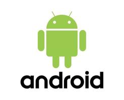 androide operando sistema logo icono símbolo verde con nombre negro diseño software teléfono vector ilustración