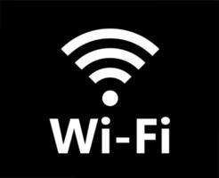 Wifi icono logo símbolo con nombre blanco diseño vector ilustración con negro antecedentes