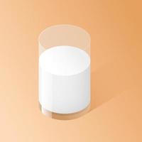 Isometric glass of milk. Isolated vector illustration