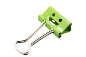 Green binder clip on transparent background png