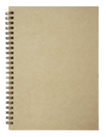 Brown spiral notebook on transparent background - PNG File.