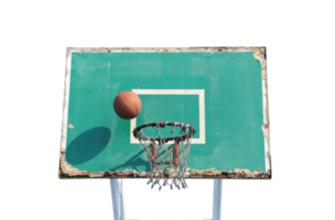 Basketball with shadow on old green backboard transparent png