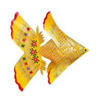 Yellow weave fish made from leaf on transparent background PNG File.