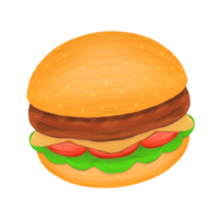 Cute burger fast food stationary sticker oil painting png