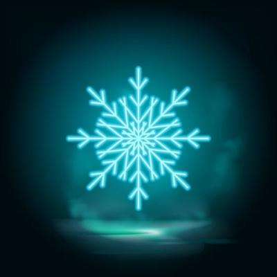 Snowflake neon vector icon. Christmas and winter theme. Simple flat black illustration. Icon on white background
