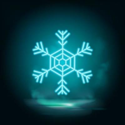 Snowflake neon vector icon. Christmas and winter theme. Simple flat black illustration. Icon on white background