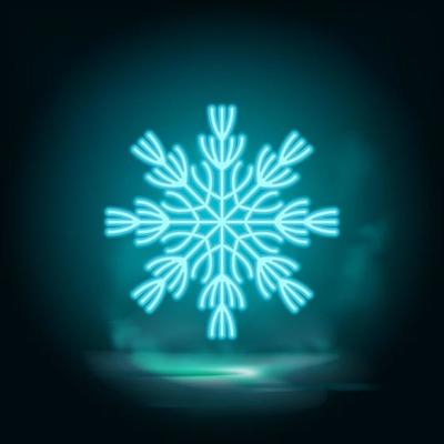 Snowflake neon vector icon. Christmas and winter theme. Simple flat black illustration. Icon on white background