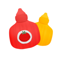 Cute ketchup fast food stationary sticker oil painting png