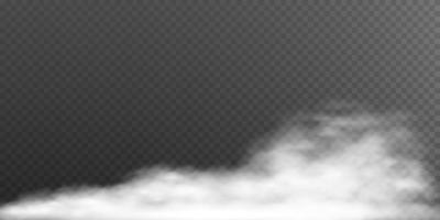 Fog or smoke isolated transparent special effect. White vector background of cloudiness, fog or smog.