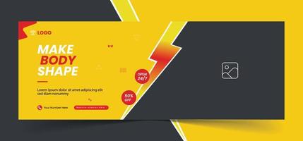 Fitness gym cover template start training today fitness banner Free Vectorb vector