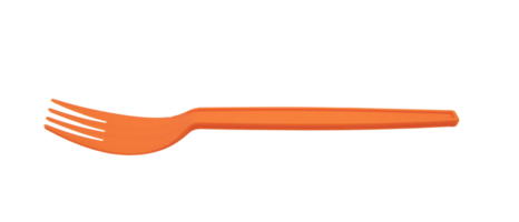 Orange plastic fork on transparent background png file