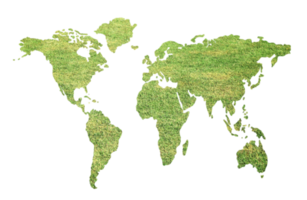 Green Global map on transparent background - PNG File