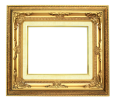 Gold colored wooden frame on transparent background - PNG File