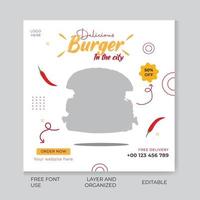 Fastfood Social Media Banner Template.Burger Social Media Banner vector