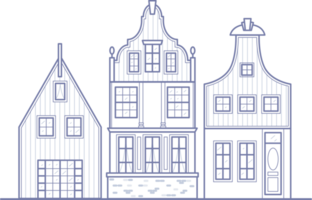 Group of Amsterdam houses. Facades of European old buildings. Holland homes png