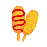 Cute corn dog fast food stationary sticker oil painting png