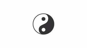 Animated yinyang harmony loader. Chinese taoism. Simple black and white loading icon. 4K video footage with alpha channel transparency. Wait-animation progress indicator for web UI design