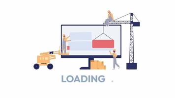 Animated construction site loader. Computer webpage. Flash message 4K video footage. Color isolated load wait-animation progress indicator with alpha channel transparency for web design, social media