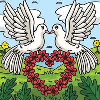 Wedding Dove Colored Cartoon Illustration vector