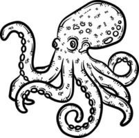 Octopus Animal Coloring Page for Adult vector