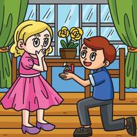 Wedding Proposal Colored Cartoon Illustration vector