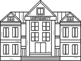 Graduation University Building Isolated Coloring vector