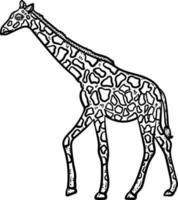 Giraffe Animal Coloring Page for Adult vector