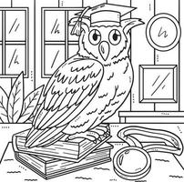 Owl with a Graduation Cap Coloring Page for Kids vector