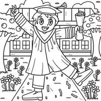 Graduate with a Diploma Coloring Page for Kids vector