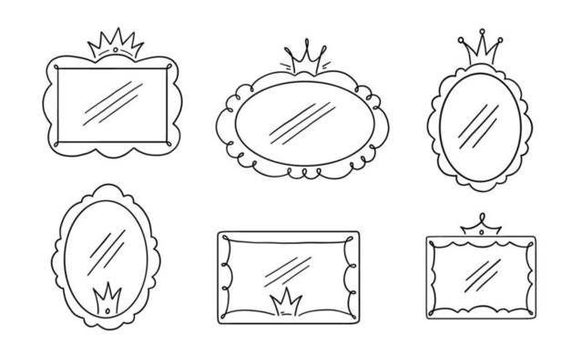 Princess crown mirror frame. Hand drawn