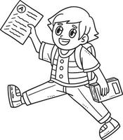 Back To School Student Isolated Coloring Page vector