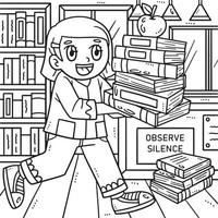 Back To School Child Carrying Books Coloring Page vector