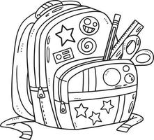 Back To School Bag Isolated Coloring Page for Kids vector