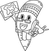 Back To School Giant Pencil Isolated Coloring Page vector