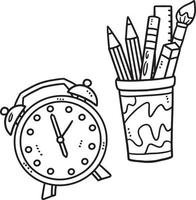 Back To School Alarm Clock, Pencil Case Isolated vector