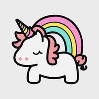 Pink pony on a rainbow background. vector