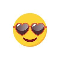 Emoji with heart shaped sunglasses isolated. Summer concept. vector