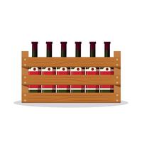 botellas de vino en de madera caja. vector