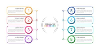 infografía diagrama 8 opciones o pasos. mapa mental, proceso, modelo. vector ilustración.