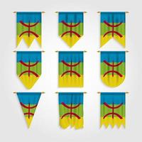 beréber bandera en diferente formas, bandera de amazigh en varios formas vector