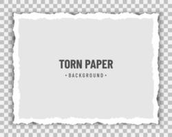 Piece of torn white paper with soft shadow on transparent background vector