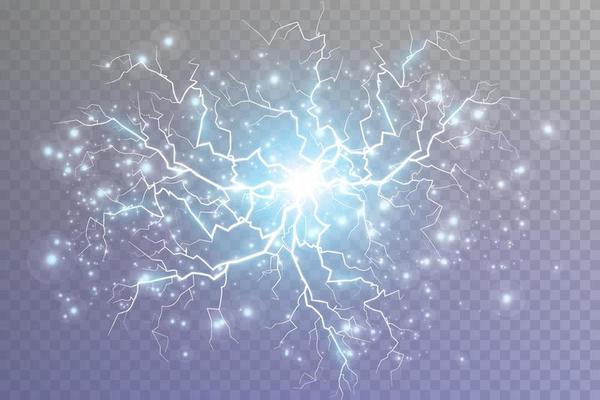 Lightning magical and bright light effect. Thunderstorm with lightning