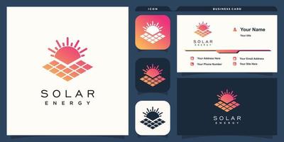 Solar tech logo template with creative concept premium vector