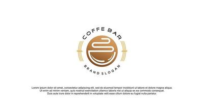 Coffe logo with creative and simple design icon premium vector