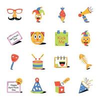Pack of April Fools Day Flat Icons vector