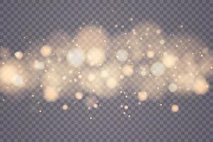 Golden Shining bokeh isolated on transparent background. Light isolated lights. Transparent blurry shapes. Abstract light effect. vector