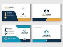 Modern medical healthcare doctor business card template design Pro Vector. Blue and White modern business, healthcare, Medical card template. vector